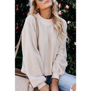 Fuzzy Fleece Crewneck Pullover Sweatshirt